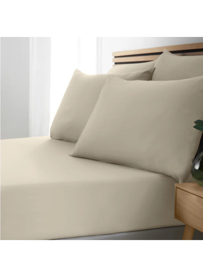Deluxe Creamy Beige Comfy Fitted Bed Linen Set (3 Pieces) - 180 cm - Image 2